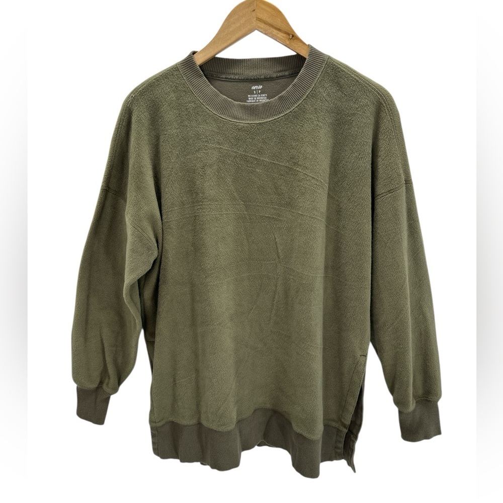 Aerie Oversized Coziest Desert Sweatshirt‎ Moss Green Pullover Lounge Comfy S